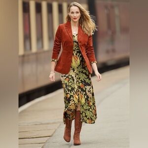 NWT Joe Browns Burnt Orange Stitch Detail Velvet Jacket